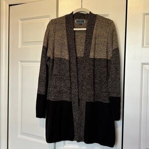 Karen Scott Tan and Black Color Block Cardigan